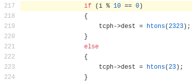 Mirai TCP Port selection